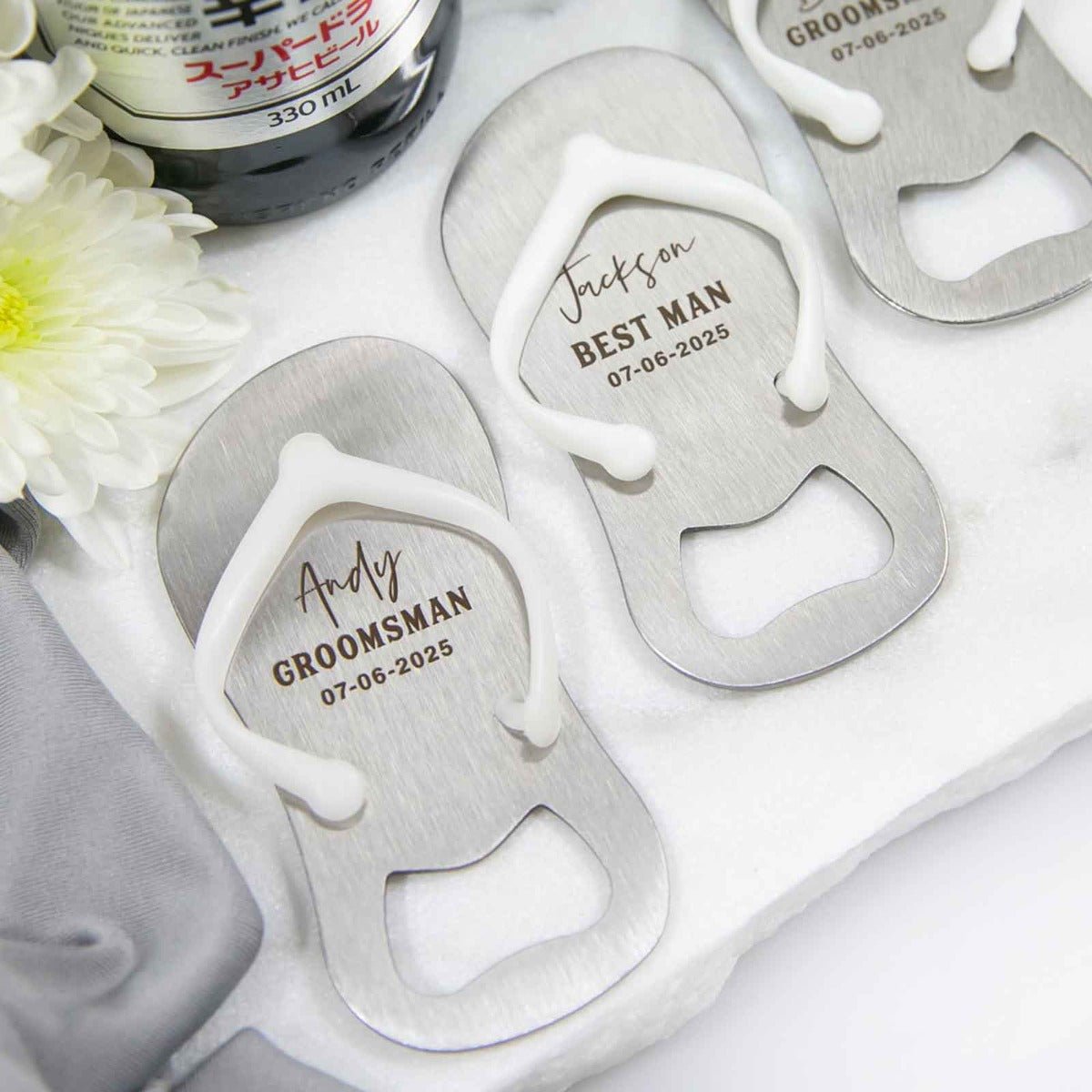 Bridal Party Engraved Thong (Flip Flop /Jandal) Bottle Opener