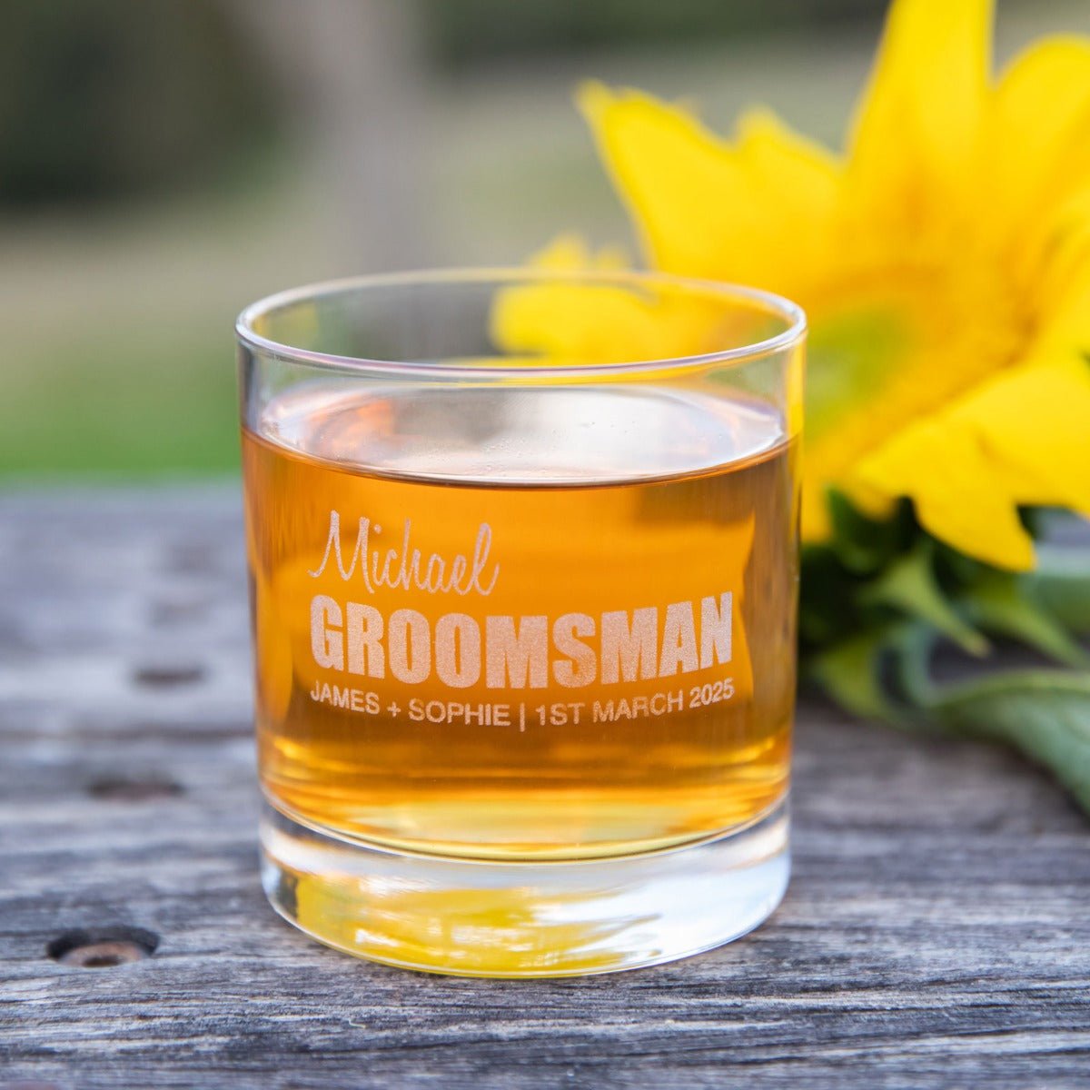 Bold Series Engraved Wedding Round 305ml Scotch Glass