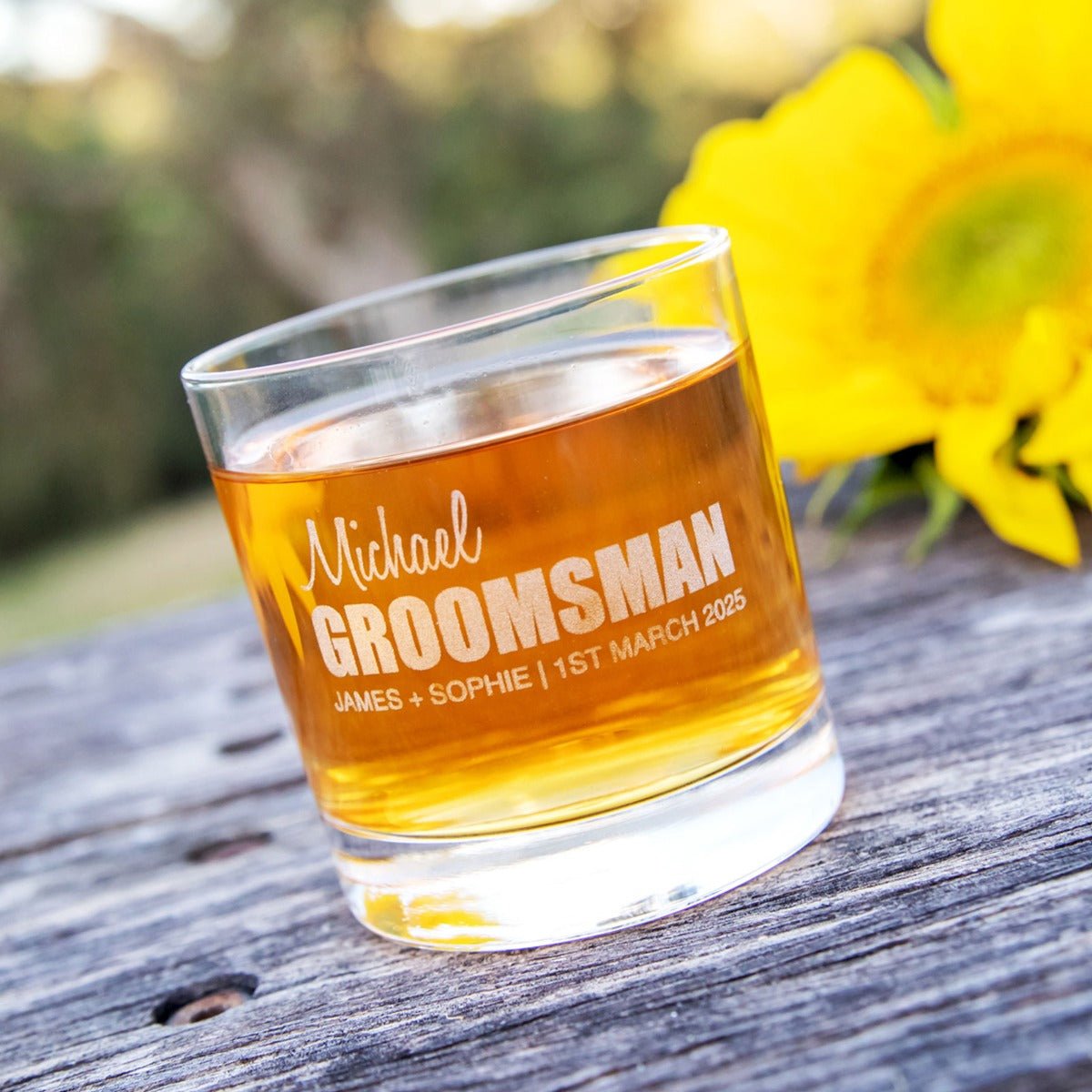 Bold Series Engraved Wedding Round 305ml Scotch Glass