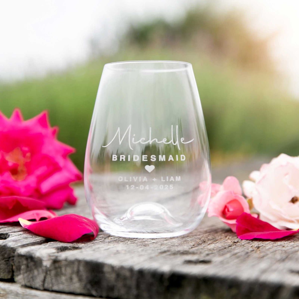 Engraved Bridal Party 460ml Stemless Wine Glass