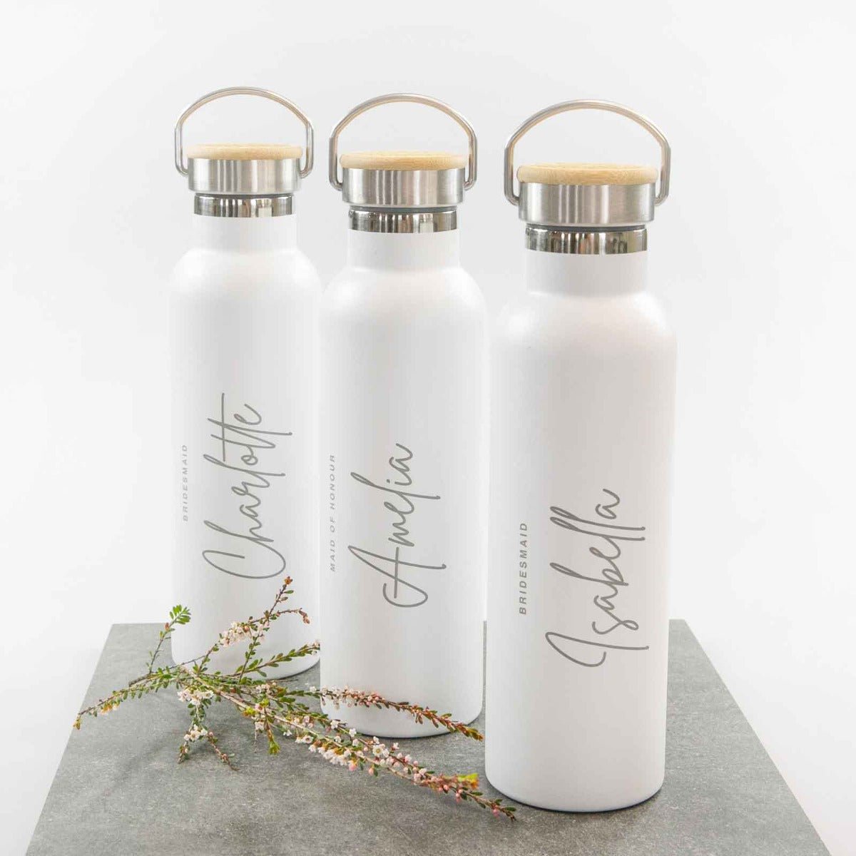 Bridal Party 650ml Metal Water Bottle with Wooden Lid