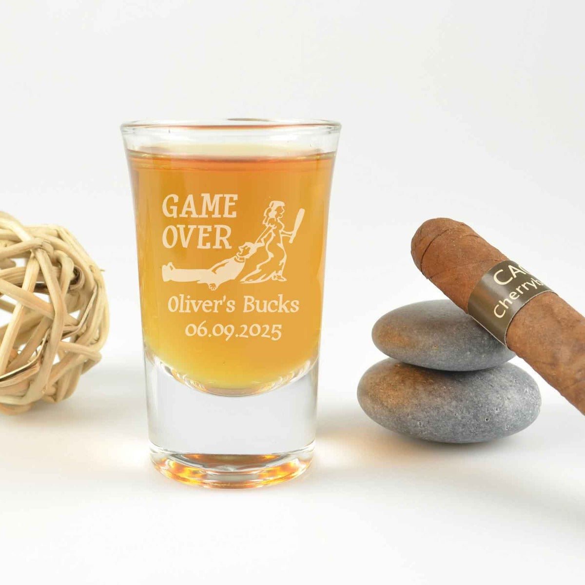 Engraved Premium Bucks Party Shot Glasses