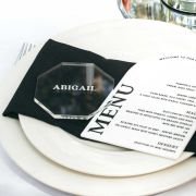 Engraved 6mm Clear Acrylic Wedding Octagon Coaster Place Cards