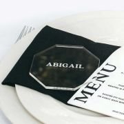 Engraved 6mm Clear Acrylic Wedding Octagon Coaster Place Cards