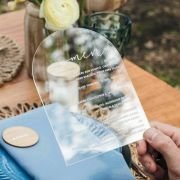 Engraved Clear Acrylic Wedding Arch Menu