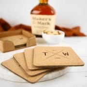 Engraved Set of 6 Square Cork Coasters