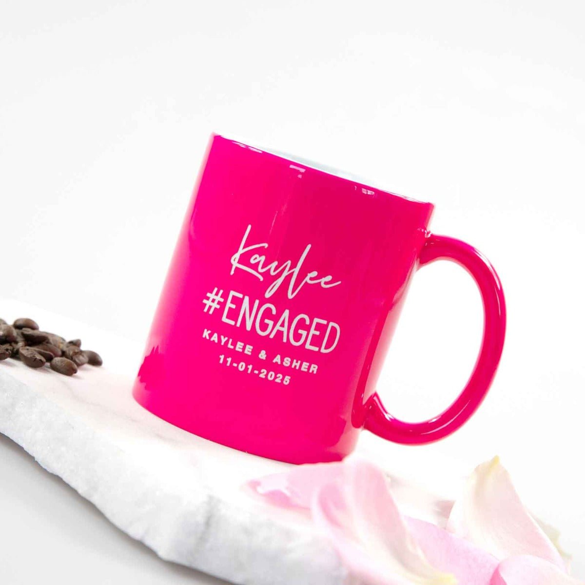 Engraved Engagement Announcement Coffee Mug