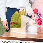 Engraved Frosted Mirror Gold Semi Arch Wedding Bar Menu