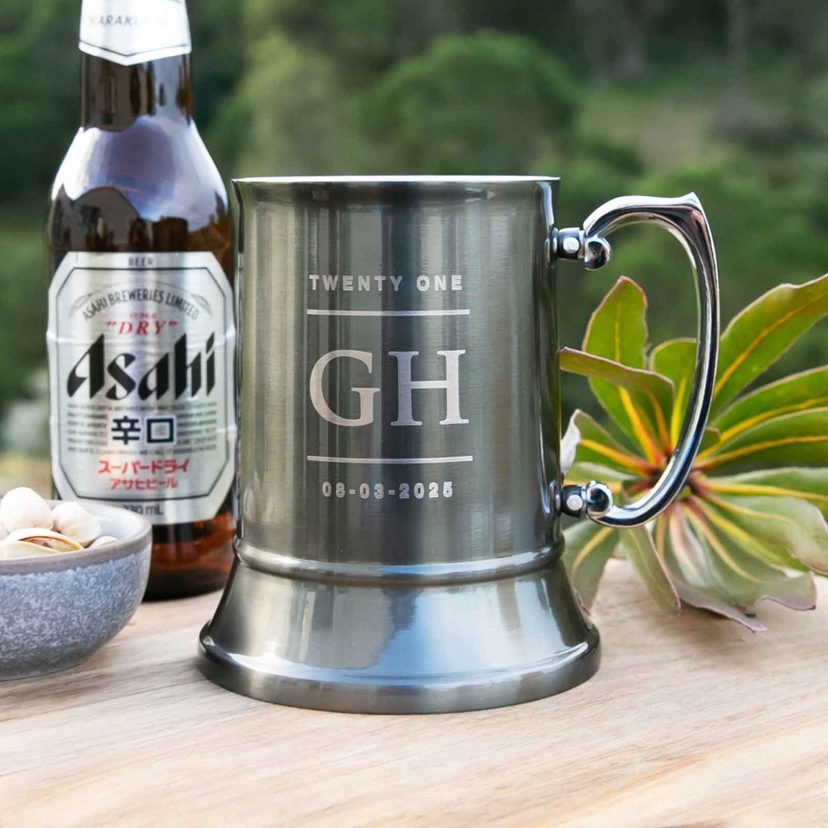Engraved Birthday Gunmetal Beer Mug