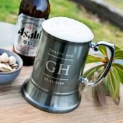 Engraved Birthday Gunmetal Beer Mug