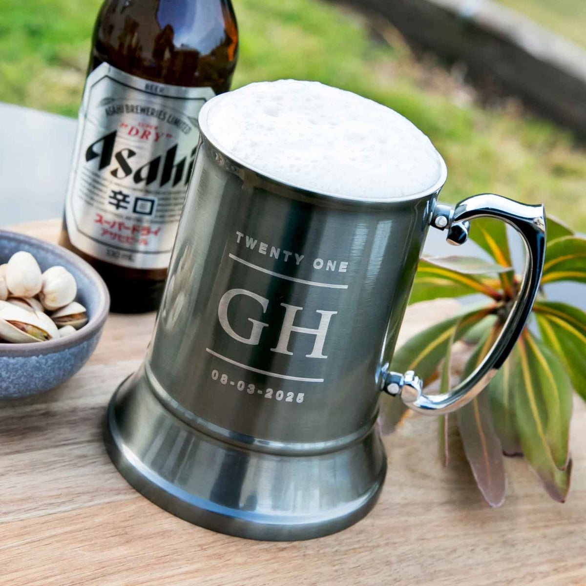 Engraved Birthday Gunmetal Beer Mug