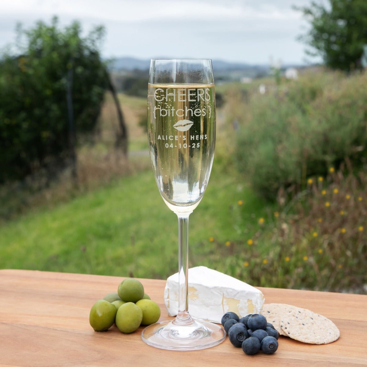 Engraved Hens Party Champagne Glass