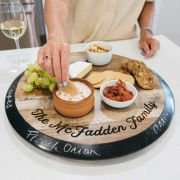 Engraved Acacia Wood Lazy Susan with Chalkboard Rim