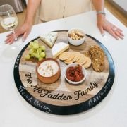 Engraved Acacia Wood Lazy Susan with Chalkboard Rim