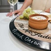 Engraved Acacia Wood Lazy Susan with Chalkboard Rim