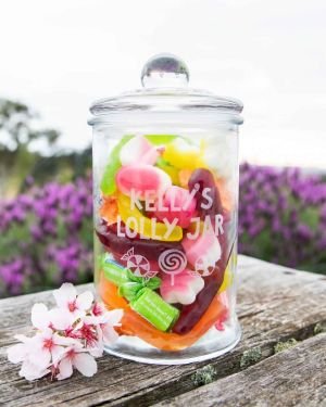 Engraved 650ml Glass Lolly Jar