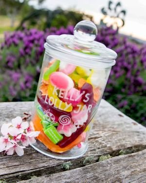 Engraved 650ml Glass Lolly Jar