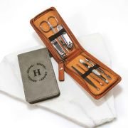 Engraved Leatherette Travel Grooming Manicure Kit