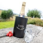 Engraved Matte Black Stainless Steel Wine Cooler