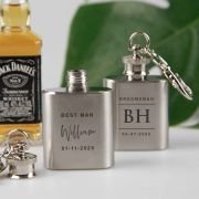 Engraved Mini Silver Hip Flask Keyring Bridal Party Gift