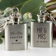 Engraved Silver Mini Hip Flask Keyring Wedding Favour