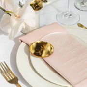 Engraved Mirror Gold Round Wedding Place Card