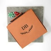 Engraved Tan Leatherette Poker Game Set