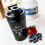 Engraved 600ml Stainless Steel Black Protein Shaker