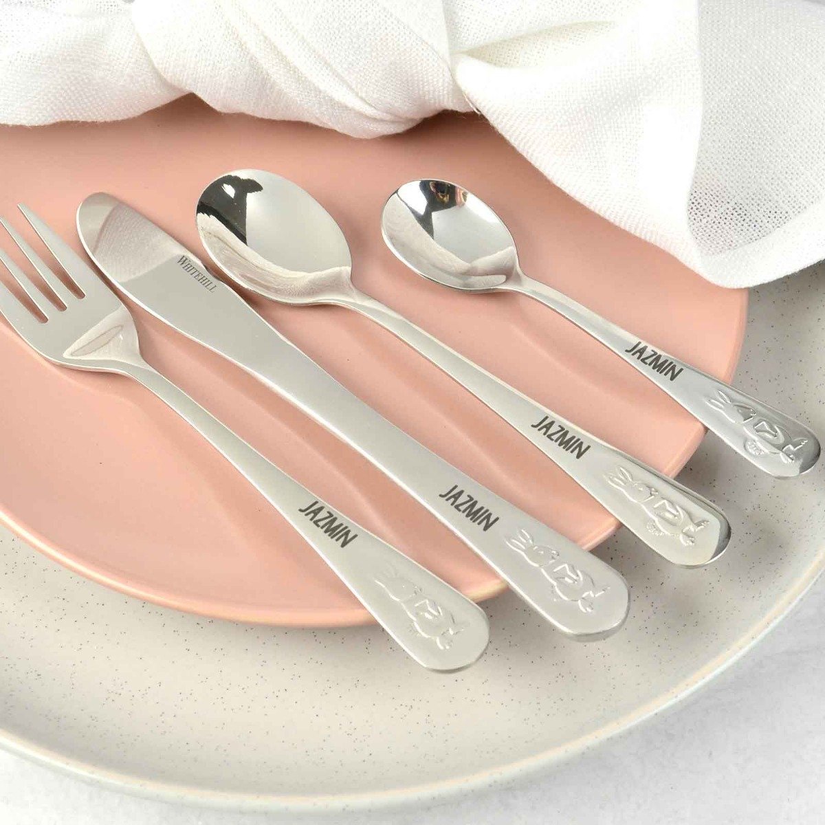 Engraved Silver Rabbit Children’s Cutlery 4 Piece Set