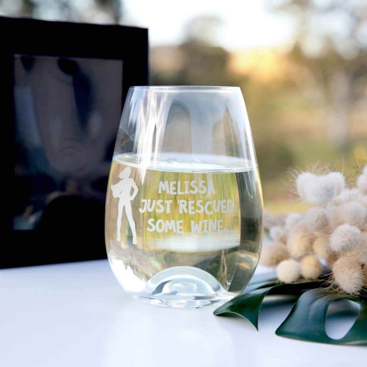 Engraved Just Rescued Some Wine 460ml Stemless Wine Glass