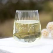 Engraved Ribbed Stemless Wine Glass 450ml