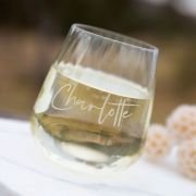 Engraved Ribbed Stemless Wine Glass 450ml