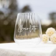 Engraved Ribbed Stemless Wine Glass 450ml