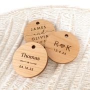 Engraved Wooden Round Wedding Gift Tags