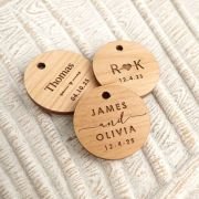 Engraved Wooden Round Wedding Gift Tags
