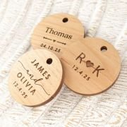 Engraved Wooden Round Wedding Gift Tags