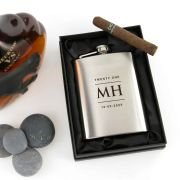 Engraved Birthday Hip Flask Silver