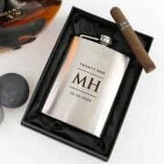 Engraved Birthday Hip Flask Silver