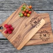 Engraved Acacia Wood Twin Cheese Board Set