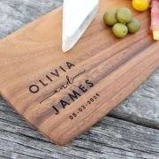 Engraved Acacia Wood 38cm Tapas Serving Board Wedding Gift