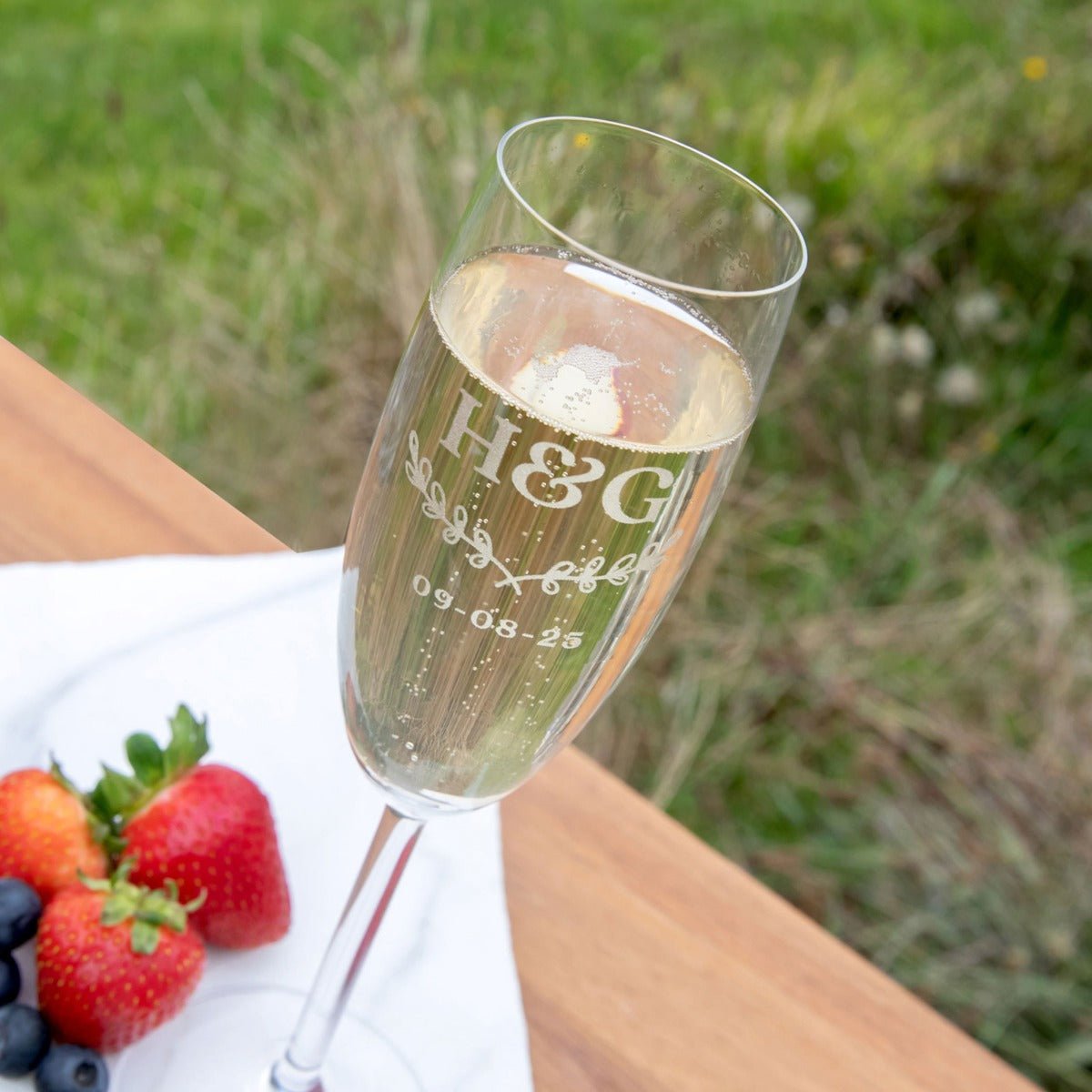 Engraved Wedding Champagne Glass