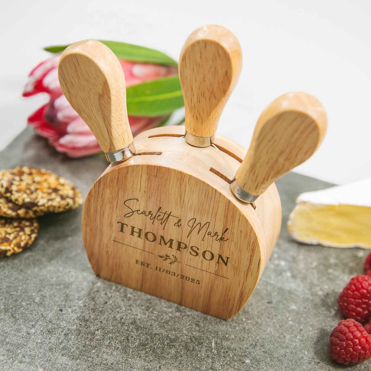Engraved 3 Piece Cheese Knife Set Wedding Gift