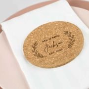 Engraved Wedding Cork Coaster