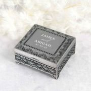 Engraved Wedding Pewter Jewellery Ring Box