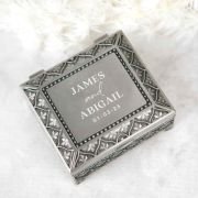 Engraved Wedding Pewter Jewellery Ring Box