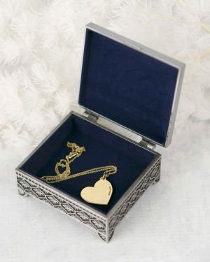 Engraved Wedding Pewter Jewellery Ring Box