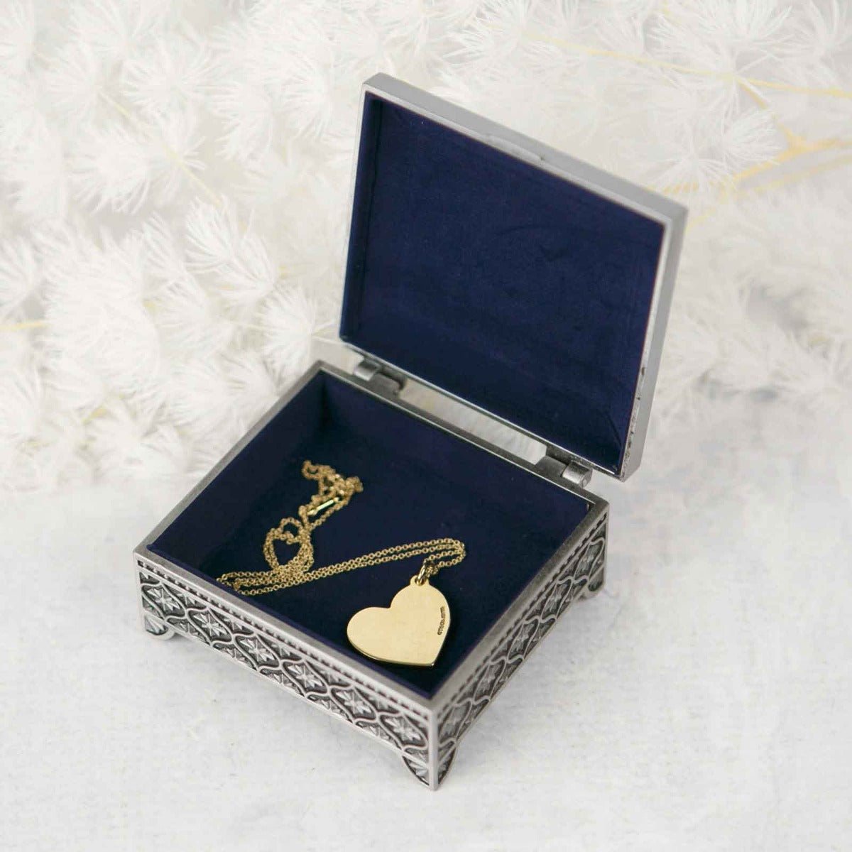 Engraved Wedding Pewter Jewellery Ring Box