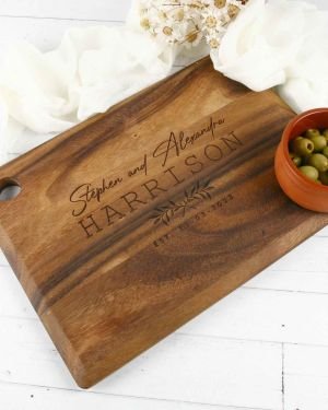 Engraved Wedding Rectangle Acacia Serving Board