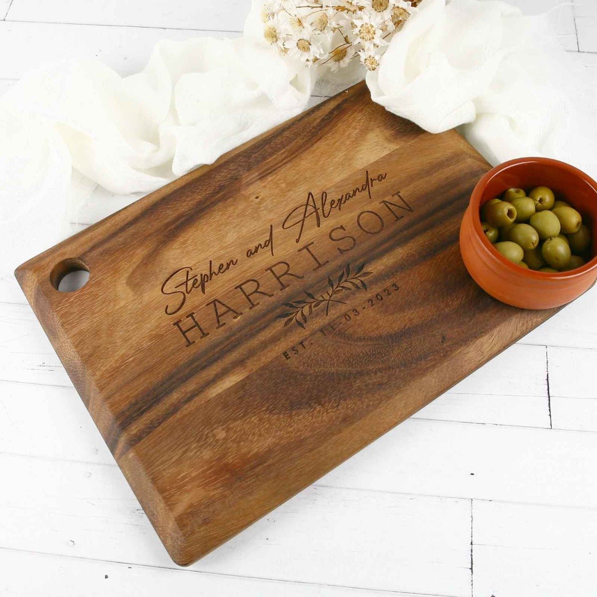 Engraved Wedding Rectangle Acacia Serving Board