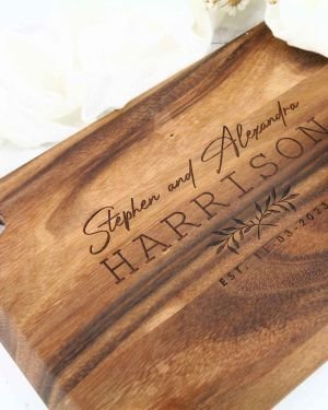 Engraved Wedding Rectangle Acacia Serving Board